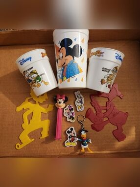 Mixed Vintage Disney Lot - Cups, PEZ, Erasers, Etc.